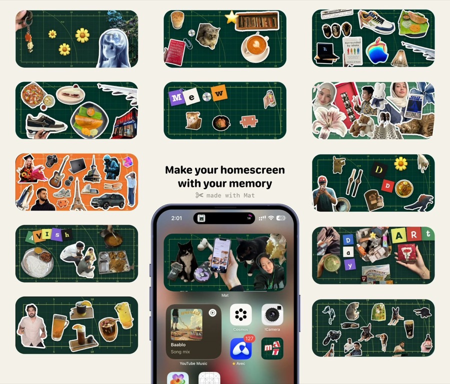 Grid of mats created by users